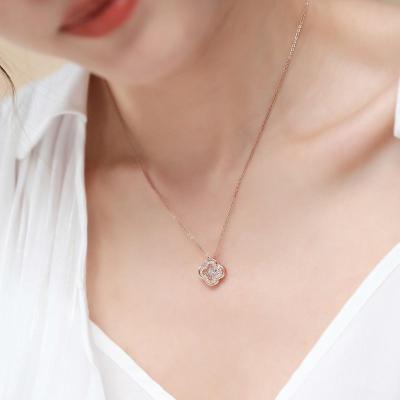 China Titanium Steel DIAMOND FOUR LEAF CLOVER STEEL NECKLACE for sale