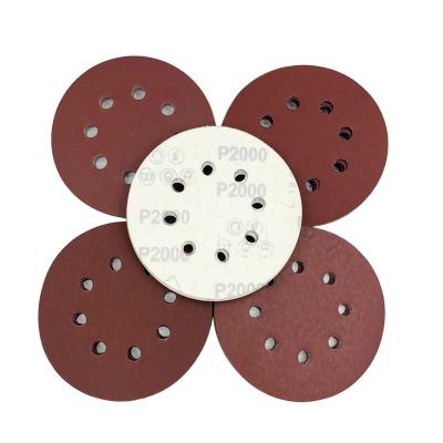 China General Metal Wood Wall Pait 5-Inch 8-Hole Hook And Loop Sandpaper 1000/600/400/320/150/120/100/80/60 Assorted Grit Sand Paper For Random Orbital Sander for sale