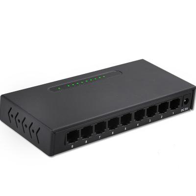 China Factory price customized plug and play 9 Ethernet switch 10/100Mbps left fast network switch desktop for sale