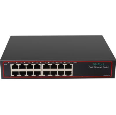 China LACP OEM & ODM 10/100Mbps 16 Ports Fast Ethernet Switch Factory Price Full And Half Duplex Internet Switch for sale