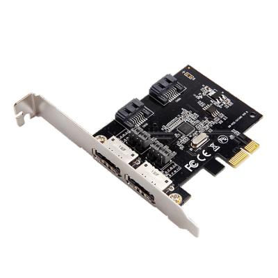 China DIEWU PCIe 1x 2 to ESATA+2 SATA3 expansion card for ASMedia with sata power supply SATA converter TXB057 for sale