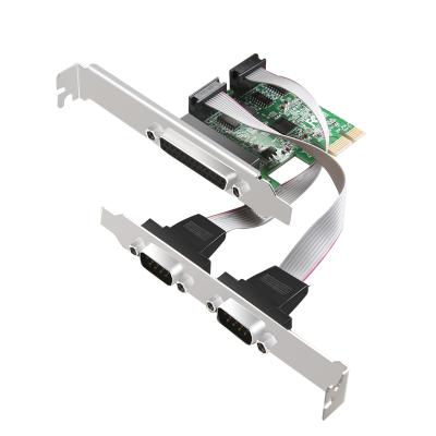 China ASIX AX99100 PCI Express to 2 Port Serial and 1 Parallel Riser Card RS232 Port Printer PCIe Add On Card Adapter 2 * Serial Port + 1 Parallel Port * for sale