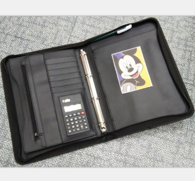 China Convenient Customizable A4/A5 Office PU Leather Document Folder With Calculator& Logo/Promotional Business Card Book for sale