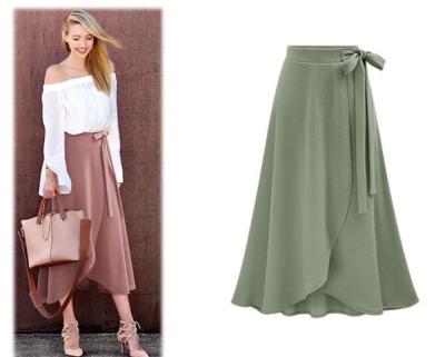 China Popular Anti-Static Vintage Summer Slit Skirts Women's Long Skirt Plus Ladies High Waist Thin Casual Asymmetrical Skirt 6XL Size Skirt for sale