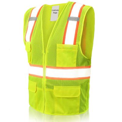 China Water Proof WRAP BSCI OEM High Visibility Safety Vest with Pockets, Mic Tabs, Zipper and Reflective Markings for sale