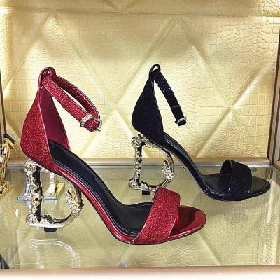 China High Quality Luxury Gold Rhinestone Sequins Shoes Fashion Trend Designer Stiletto Heels Stiletto Sandals for sale