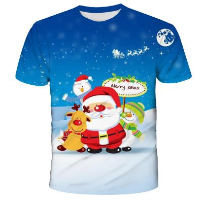 China Custom Fashion Big Size Men's Anti-wrinkle Fashion Heat Transfer Design Polyester T-shirt Christmas Print Trend T-shirt for sale