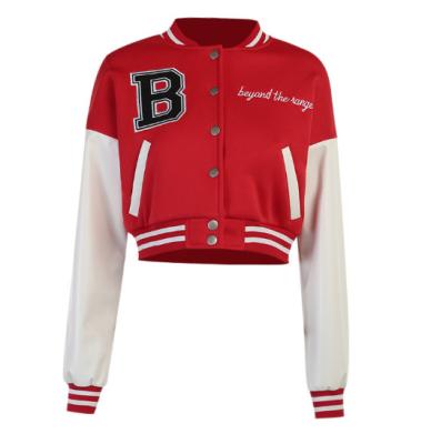 China Breathable Sports Logo Fall Winter College Crop Top Custom Jacket Women Female Cropped Jacket For Ladies for sale