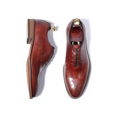 China Deodorization Men's Stylish Shoes Men's Casual Genuine Leather Cut Out British Wedding Shoes for sale