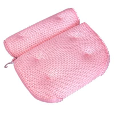 China Durable Breathable and Washable 3D Air Mesh Bath Pillow with Breech and Suction Cups Pillow Back Bath Pillow for sale