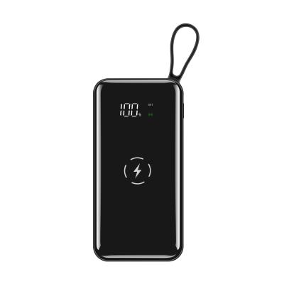 China Portable Qi Wireless Charger Power Bank Led Screen Display Mini Power Bank 10000mah Dual USB Powerbanks 138*70*15mm for sale