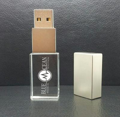 China Pendrive 64gb USB Disk Crystal Glass Memory Disk USB Flash Drive Logo Customize for sale