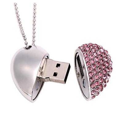 China Crystal Diamond USB Disk Hear To Form Memory Disk Pendrive 16gb Usb Flash Drive For Gifts for sale