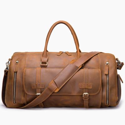 China Luxury Duffel Bag Travel Duffel Bag Real Genuine Leather Crazy Horse Logo Shoe Duffel Bag Custom Unisex Sneaker Large for sale