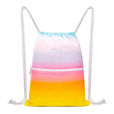 China Washable Drawstring Backpack String Bag Water Resistant Nylon For Gym Shopping Sport Yoga for sale