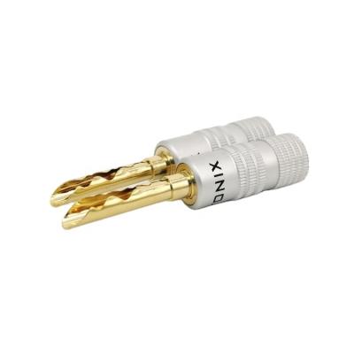 China audio & Video Silver Gold Plated Solderless 4mm Banana Plug Connectors for sale