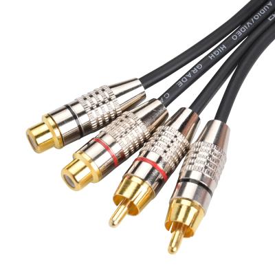 China DVD Player 2 RCA Male To 2 Female 1.5ft RCA Cable Silver Plated Home Theater Audio Cable for sale