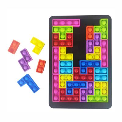 China Fashion Wholesale Anti Stress Building Blocks Wiggle Sensory Toys Push It Up Silicone Puzzle Popular Jigsaw Building Blocks for sale