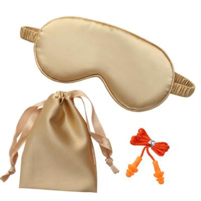 China Super Soft Silk Anti-Puffiness Retail Quality Satin Sleep Eye Blindfold With Earplugs Airplane Gift Set Night Block And Noiseproof In Pocket for sale