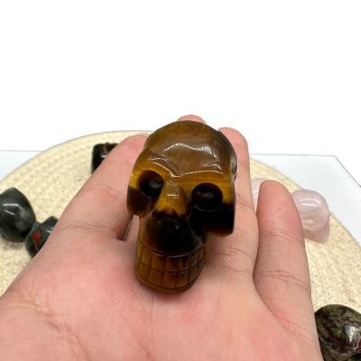 China Europe Best Selling factory Direct Natural Gemstone Reiki Polished Tiger Eye Crystal Skulls Ornament for sale