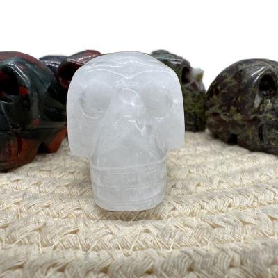 China Europe Wholesale Art Sculpture Gemstone Crafts Decor Rock Quartz Skulls Clear Crystal Skulls for sale