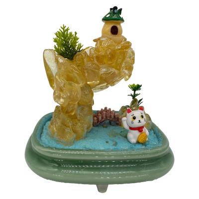 China China Wholesale Gemstone Crafts Artificial Bonsai Tree Citrine Rockery Fengshui Decor For Office for sale