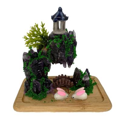 China China Wholesale Natural Quartz Amethyst Crystal Crafts Hand Made Bonsai Rockery Christmas Decoration Gifts for sale