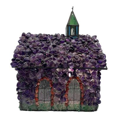 China Romantic Manufacturer Supplier China Cheap Wholesale Christmas Decorations Crafts amethyst Resin House for sale