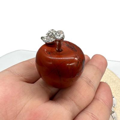 China China Natural Quartz Rock Red Jasper Crystal Apple Craft Christmas Apple Home Decoration Gift Wholesale for sale