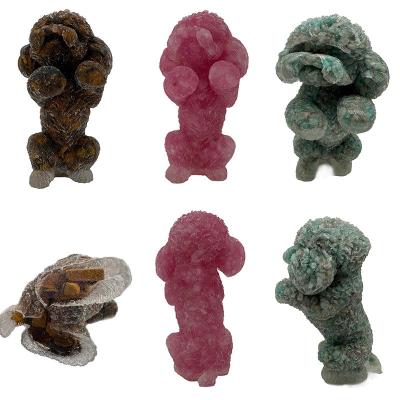 China Europe Wholesale Hot Selling Colorful Crystal Chips Resin Quartz Dog Animal Carving Healing Stone For Gifts for sale