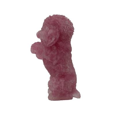 China Europe Wholesale Crystal Chips Hand Carved Resin Teddy Dog Rose Crystal For Decoration for sale