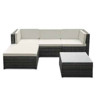 China Modern Outdoor PE Rattan Furniture 5PCS Patio Garden Wicker Furniture Sofa Set for sale