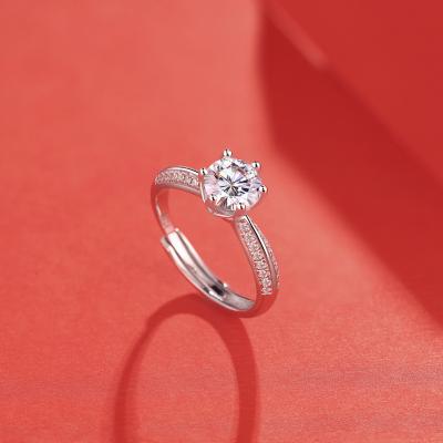 China Women's Solid Geometric Wedding 925 Sterling Silver Engagement Ring Bridal Set Fine Jewelry Women's Rings for sale