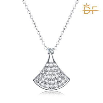 China China made TRENDY top quality silver Moissanite fan jewelry pendant necklaces for women for sale