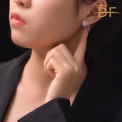 China Other 1012 Heart Shaped Ice Flower Cut Diamond Earrings High Carbon Jewel-Grade Art 925 Silver Simple Stud Earrings for sale