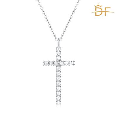 China Quality Fashion Moissanite Simple Silver Cross Guaranteed TRENDY Pendant Necklace for sale