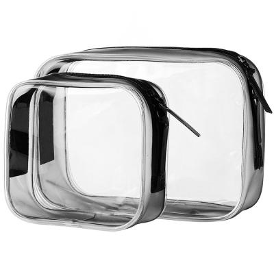 China Eco-Friendly Zippered Clear Makeup Bags PVC Transparent Waterproof Wholesale Cosmetic Bag for sale