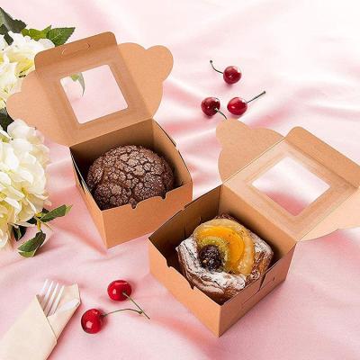 China Recycled Materials Custom Printed Small Cardboard Bakery Packaging Custom Cake Box With Clear Window for sale