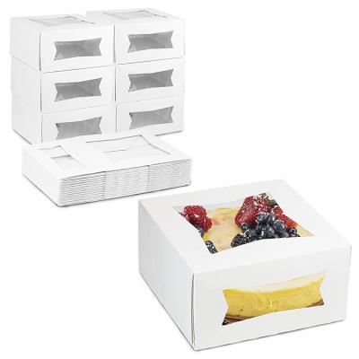 China Recycled Materials Custom Printed White Bakery Cardboard Custom Cake Box With Clear Window for sale