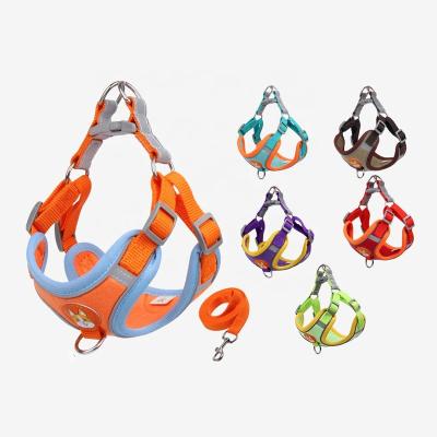 China Padded Small Pet Dog Puppy Cat Harness Breathable Reflective Soft Mesh Vest Lead for sale