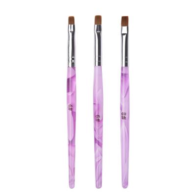 China NAIL Nail Art Brush Professional Acrylic UV Gel Nail Sweep Purple Flat Head Acrylic Handle Painting Drawing Brush for sale