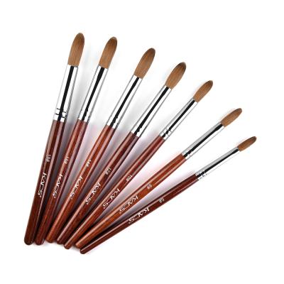 China Wholesale Kolinsky Wood Sand Nail Customized Handle Nail Art Tools Oval Nail Art Acrylic Brush Manufacturer for sale