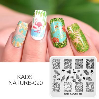 China Fashionable KADS Nail Stamp Plate Nature Leaves Feathers Design Picture Nail Stamping Plate for sale