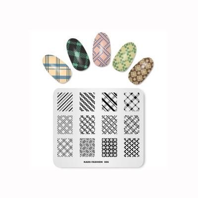 China 006 Fashionable KADS Fashion Stamping Nail Art Plates Geometry Grid Image Nail Stamping Plate for sale