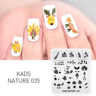 China 035 Fashionable KADS Nature Nail Art Plates Creative Leaves Animals Image Stamping Nail Stamping Plate for sale