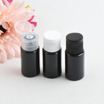 China Personal Skin Care Packaging 10ml Black Bottle With Black Flip Top Cap for sale