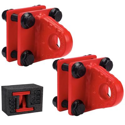 China 2 Pack Heavy Industry AMBULL D-Ring Shackles Mount With Backer Plate, 5 TON Bolt On Clevis Mount Shackle Bumper Bracket Red for sale