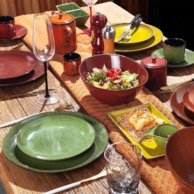 China Viable Nordic Style Low Moq Dinner Table Set Events Party Shiny Colorful Stain China Ceramic Dinnerware Set for sale