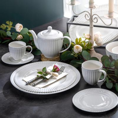 China New Arrival Wedding Hotel Restaurant Ceramic Tableware Sustainable Tableware White Dinner Set for sale