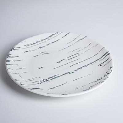 China White Color Viable Design Porcelain Pad-Printed Matte Marble Dinner Plate for sale